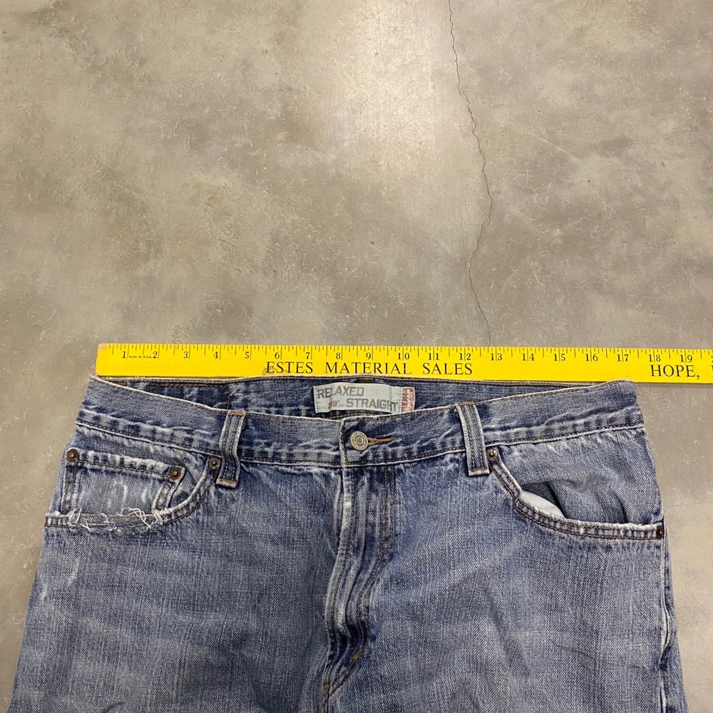 Levis 559 Relaxed Straight Leg Jeans Mens 36x34 Blue Light Wash Distressed Denim - Picture 3 of 7